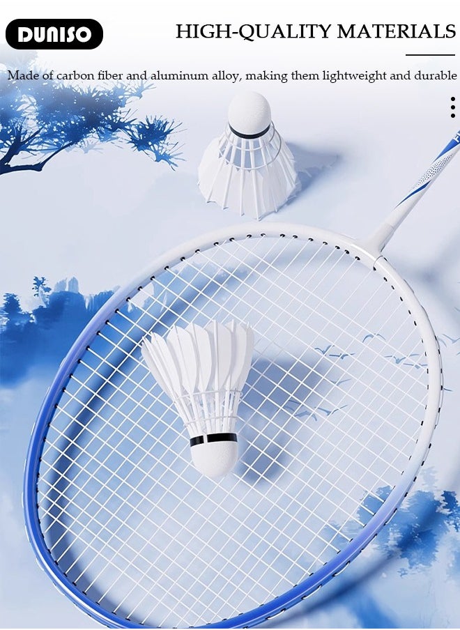 DUNISO Badminton Rackets Set of 2, Ferroalloy Badminton Rackets Set Including Badminton Bag, 3 Badminton Shuttlecock, 2 Racquet Grip for Beginners Outdoor Backyard Games, Daily Play and Training  - Image 5