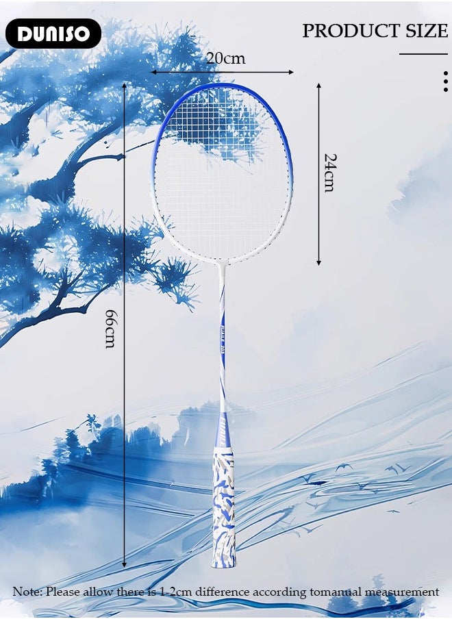 DUNISO Badminton Rackets Set of 2, Ferroalloy Badminton Rackets Set Including Badminton Bag, 3 Badminton Shuttlecock, 2 Racquet Grip for Beginners Outdoor Backyard Games, Daily Play and Training  - Image 2