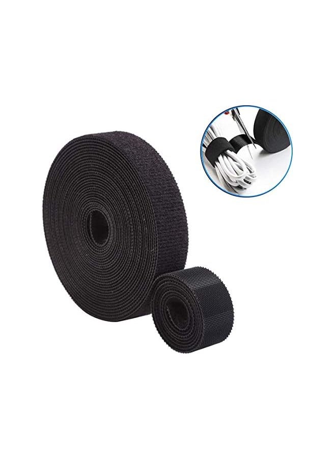 brandless - Reusable Cable Straps Cable Ties Hook & Loop Nylon Fastening Tape Wire Organizer for Cords Cable Management (Total 6m. Color: 1 black and 1 gray) Daizhu - Image 1