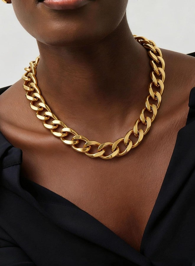 ChainsPro Cuban Link Chain for Women,Stainless Steel Chunky Necklace Silver/Gold Plated Thick Chain Choker, 12/16/20 mm Width,18" and 20" Punk Hip Hop Trendy Non Tarnish Jewelry Gifts, 20 Inches - Image 3