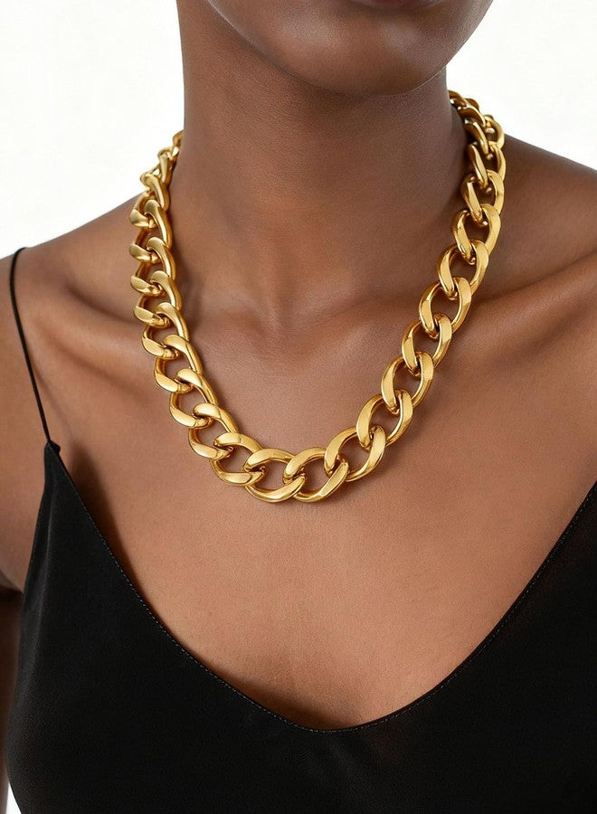 ChainsPro Cuban Link Chain for Women,Stainless Steel Chunky Necklace Silver/Gold Plated Thick Chain Choker, 12/16/20 mm Width,18" and 20" Punk Hip Hop Trendy Non Tarnish Jewelry Gifts, 20 Inches - Image 2
