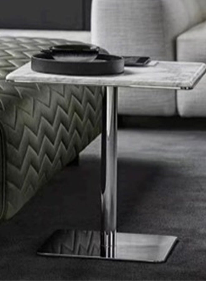 Neo Front Corner Table with Italian White Marble Top and Artistic Modeling Mirror Stainless Steel  FS915-B L40W40H45 cm - Image 2