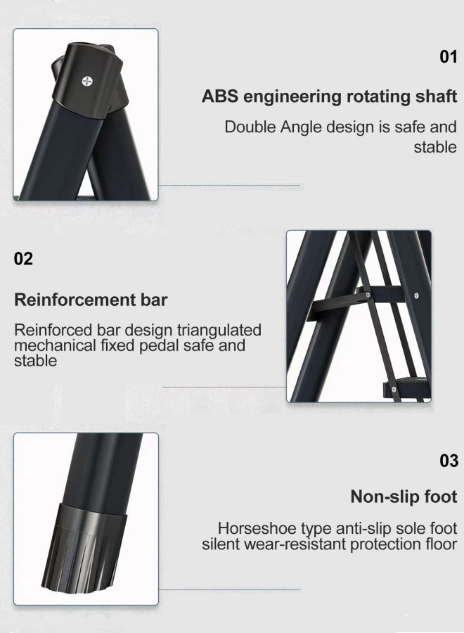 ALongDeng 5 Step Ladder Portable Folding Step Stool with Widen Non Slip Pedals Sturdy Carbon Steel Multifunctional Stepladder for Home Kitchen Office Garden Library Can Bear 150kg - Image 3