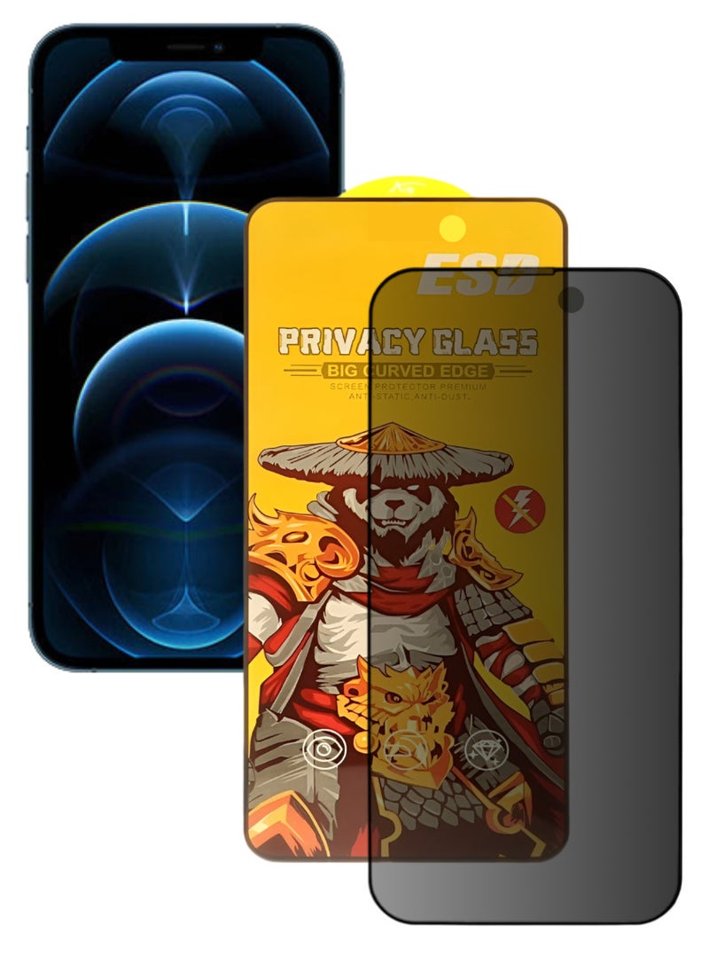ESD Tempered Dustproof Privacy Glass Screen Protector Compatible For iPhone 12 Pro - Image 1