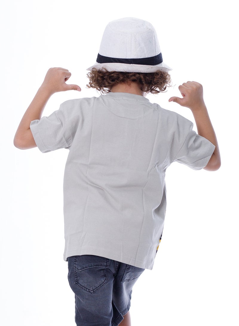 بيبو_تيشيرت 1/2 كم مطبوع_رمادي - Image 2