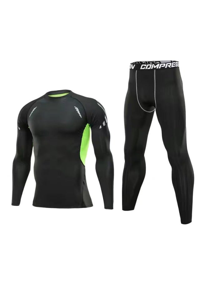 Loquat Swimsuit Men's Top Anti-embarrassment Adult Swimming Diving Suit Suit Summer Men's Swimming Trunks Men's Full Body Sun Protection Long Sleeve-Color:Silk Green Long Sleeve Two-piece Set-  - Image 1