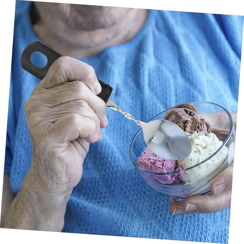 Adaptive Weighted Utensils Set For Elderly With Stainless Steel Forks Spoons Rubber Grip Handles - Image 5