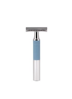 Muhle Neo Safety Razor|Double Edge Safety Razor For Beginners And Experienced Shavers|Sustainable Eco-Friendly And Reusable|For Men And Women|Chrome With Glacier Blue Silicone Grip Handle 