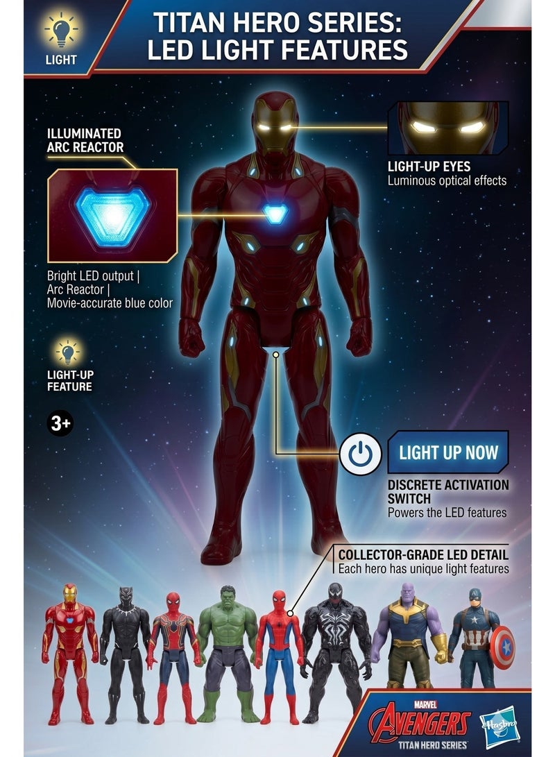 AVENGERS 8-Piece Superhero Action Hero Set – 17cm Titan Hero Series Articulated Figures includes Iron Man, Hulk, Spider-Man, Captain America, Venom, Thanos & Black Panther – Light-Up Interactive Hero Toys | Best Birthday, Eid & Christmas Gift for Boys & Kids - Image 3