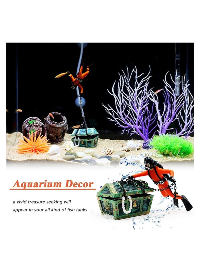 SYOSI Aquarium Decoration, Floating Diver Ornament Fish Tank Landscape Micro Aquatic Decor Nautical Fish Tank Decor Submarine Adventure Ornament Sea Treasure Decor for Home Fish Tank Arts Crafts Decorating - Image 3