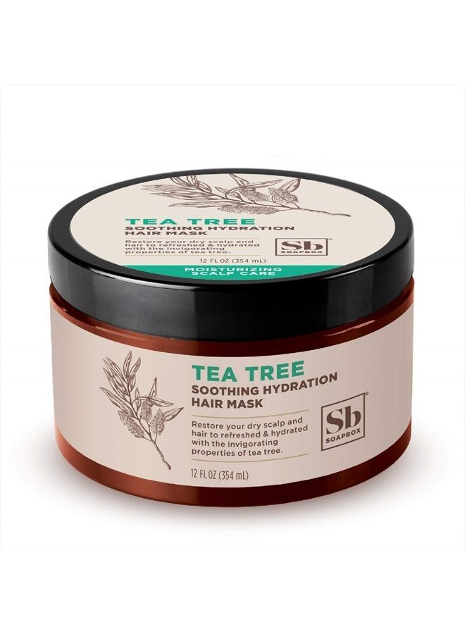 Soapbox Tea Tree Hair Mask, Soothing Hydration Deep Conditioner for Dry Damaged Hair | Sulfate Free, Gluten Free, Cruelty Free, Vegan Hair Mask & Scalp Treatment for Dry, Damaged or Frizzy Hair (12oz) - Image 1