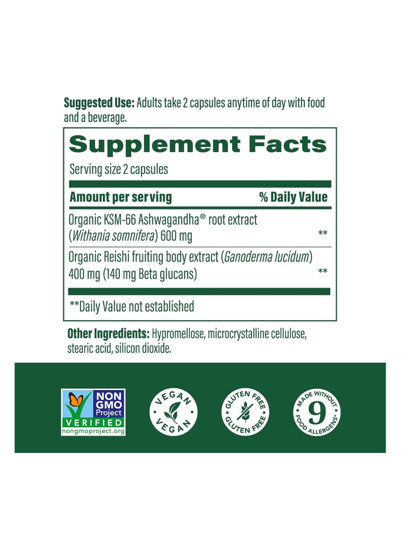 MegaFood - MegaFood Superfood Mushroom Stress Relief -Clinically shown to reduce stress - Fruiting body reishi mushroom KSM-66 Ashwagandha - Dietary Supplement 60/capsules/30 serving - Image 1