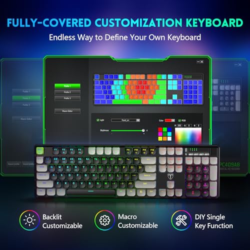 RisoPhy Wireless Mechanical Keyboard Gaming, Low Profile Bluetooth/ 2.4G/ USB-C/Keyboard with Smooth Red Switches, RGB Light up Backlight Rechargeable Clicky Keyboard for Computer PC Mac Gamer - Image 5