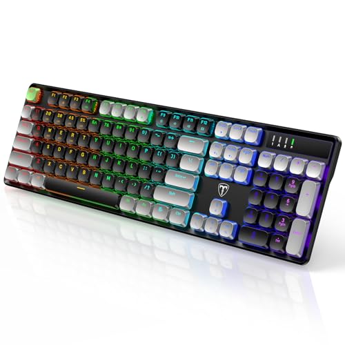 RisoPhy Wireless Mechanical Keyboard Gaming, Low Profile Bluetooth/ 2.4G/ USB-C/Keyboard with Smooth Red Switches, RGB Light up Backlight Rechargeable Clicky Keyboard for Computer PC Mac Gamer - Image 1