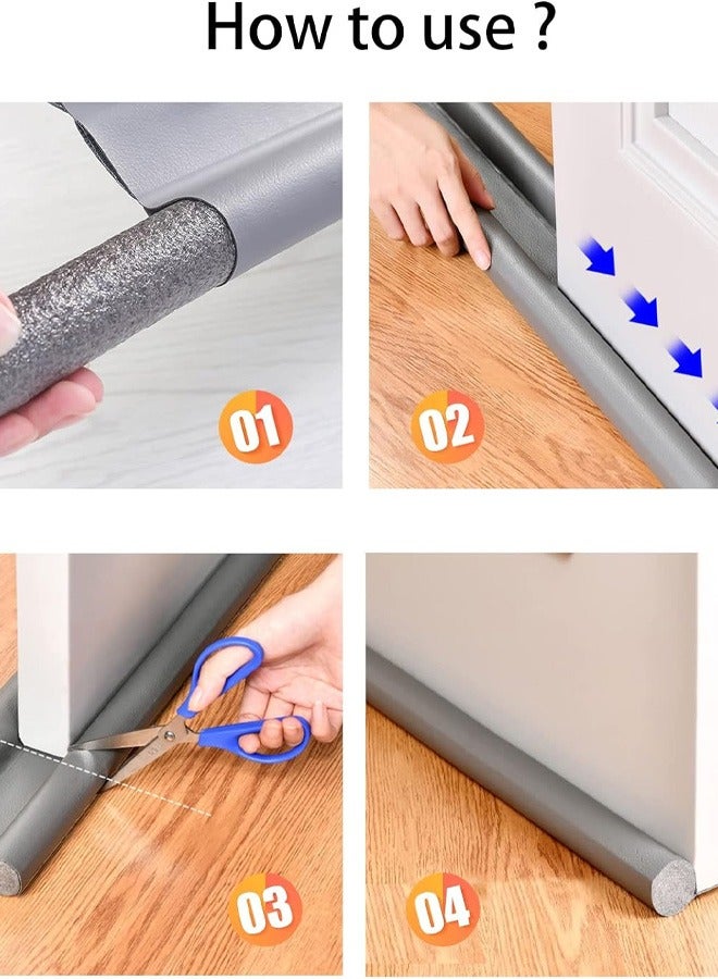 Door Bottom Seal Strip Stopper Weather Stripping Door Seal Blocks Dust Wind Light Noise Winter-Proof Sealing Strip Ideal for Keeping Out Cold Door Seal for Bedroom Kitchen Window Office(Grey)  - Image 4