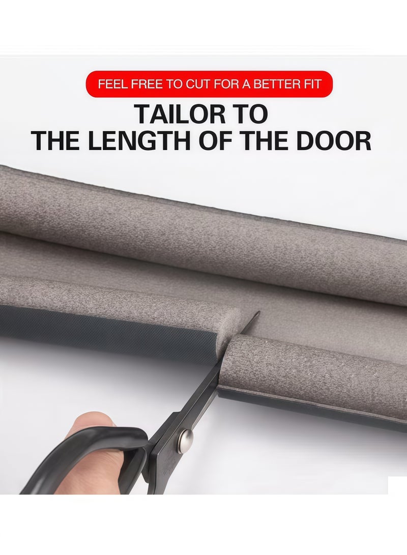 XiuWoo Door Draft Stopper, Under Door Seal, Door Sweep for Exterior & Interior Doors, Door Bottom Draft Blocker Dust and Noise Insulation Twin Door Draft Stopper Adjustable Door Foam Seal Strip Breeze Blocker, Noise Sound Light Smell Blocker for Doors, for Keeping Out Cold Door Seal for Bedroom Kitchen Window Office(Grey) - Image 3