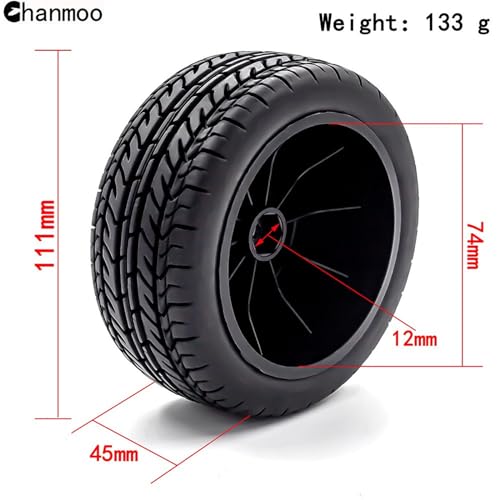 Chanmoo 1/10 RC Short Course Truck Wheels and Tires with 12mm Hex 1:10 Scale Off Road Tyres for 1/10 RC Off-Road Car Traxxas TRX4 Slash Arrma Losi Tenacity Vkar 10sc Hpi RC Buggy Car 4PCS (D Tires) - Image 2