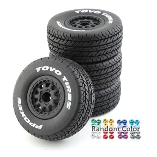 Chanmoo 1/10 RC Short Course Truck Wheels and Tires with 12mm Hex 1:10 Scale Off Road Tyres for 1/10 RC Off-Road Car Traxxas TRX4 Slash Arrma Losi Tenacity Vkar 10sc Hpi RC Buggy Car 4PCS (D Tires) - Image 1