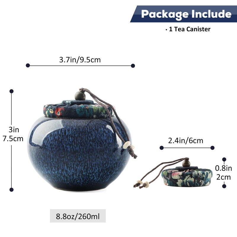 DUJUST Japanese Tea Canister, Kiln Altered Glaze Ceramic Tea Container with a Sealing Lid, Storage Jar for Loose Tea, Unique Tea Gift for Adults/Tea Lovers/Women/Men, Blue - Image 3