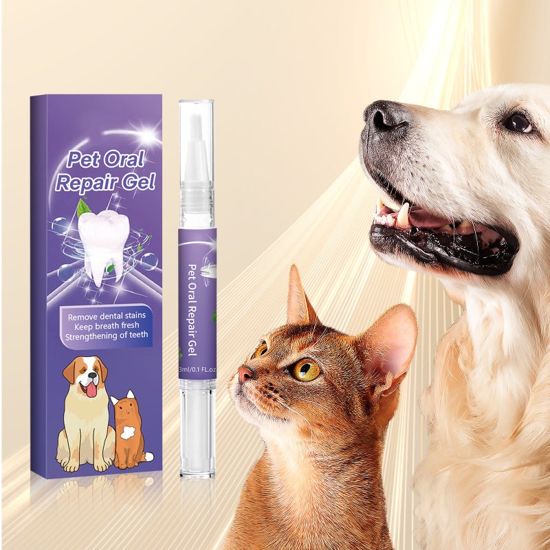 2PCS removes oral gas and odor tartar pet repair gel, cat and dog fresh and bright teeth cleaning and care pen - Image 3