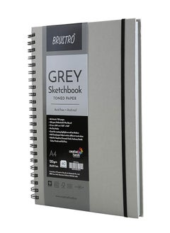 BRUSTRO Toned Paper - Grey Sketchbook | A4, 120 GSM | 60 Sheets/120 Pages | Wiro Bound, Spiral, Premium, Acid-free Paper, Ideal for Dry media, Mandala Art, Graphite, Charcoal, Colour pencils, Gel pens - pzsku/Z616770ACD0D76C07ACAFZ/45/_/1740137444/07263c1e-e6be-4308-9286-790a9213e12a