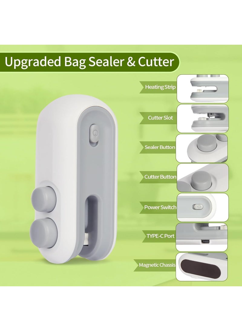 svk dream SVK Dream Mini Seal Machine 2 in 1 USB Rechargeable Magnetic Heat Sealing Cutting Portable Handheld Vacuum Sealer for Food Snacks Chips Fresh Storage Plastic Bags Sealing Machine Multicolor  - Image 2