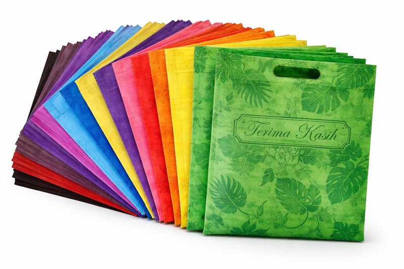 50 PCS Non-Woven Gift Bags with Die-Cut Handle – Durable Reusable Shopping Bags, Multi-Color Bulk Pack for Retail, Events, Packaging & Promotions - Image 2