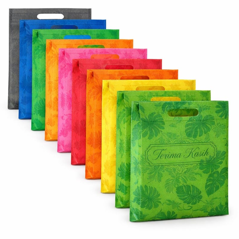 50 PCS Non-Woven Gift Bags with Die-Cut Handle – Durable Reusable Shopping Bags, Multi-Color Bulk Pack for Retail, Events, Packaging & Promotions - Image 1