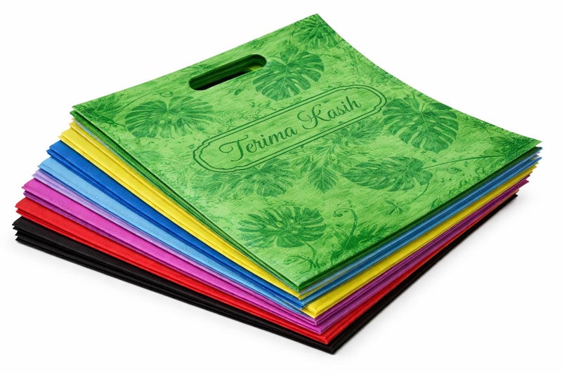 50 PCS Non-Woven Gift Bags with Die-Cut Handle – Durable Reusable Shopping Bags, Multi-Color Bulk Pack for Retail, Events, Packaging & Promotions - Image 3