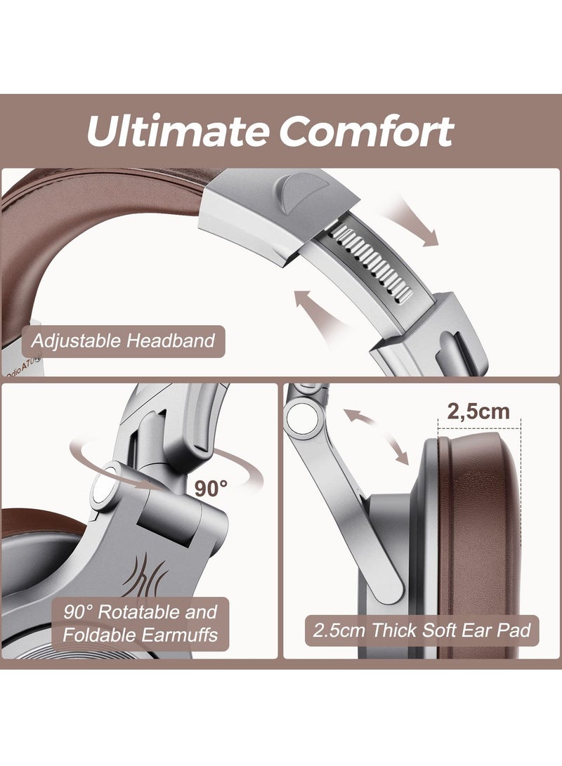 OneOdio A70 Bluetooth Over Ear Headphones Wireless Headphones Hi-Res 3.5mm/6.35mm Wired Audio Jack for Studio Monitor & Mixing DJ E-Guitar AMP Computer Laptop PC Tablet - Image 4