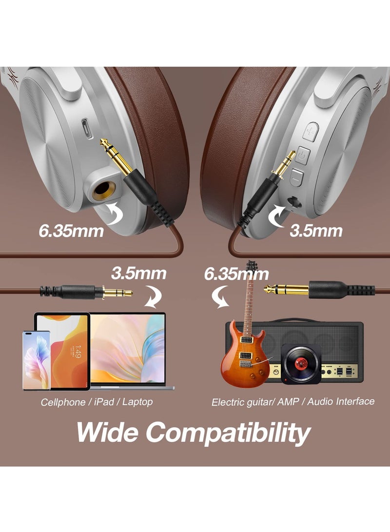 OneOdio A70 Bluetooth Over Ear Headphones Wireless Headphones Hi-Res 3.5mm/6.35mm Wired Audio Jack for Studio Monitor & Mixing DJ E-Guitar AMP Computer Laptop PC Tablet - Image 3