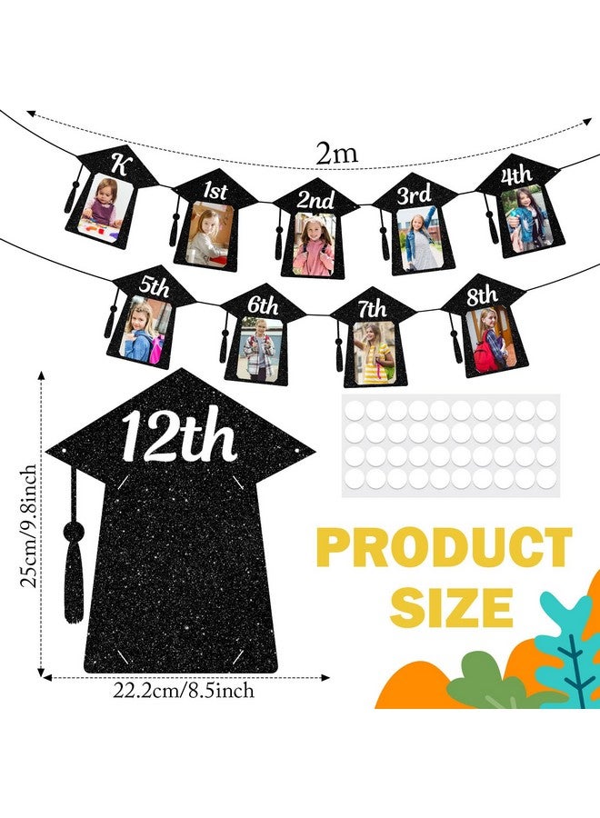 Oudain Peace out 8th Grade Next Stop High School Banner Graduation Decorations Class of 2025 Party Supplies K-8th Grade Graduation Photo Banner (Gold Glitter) - Image 3