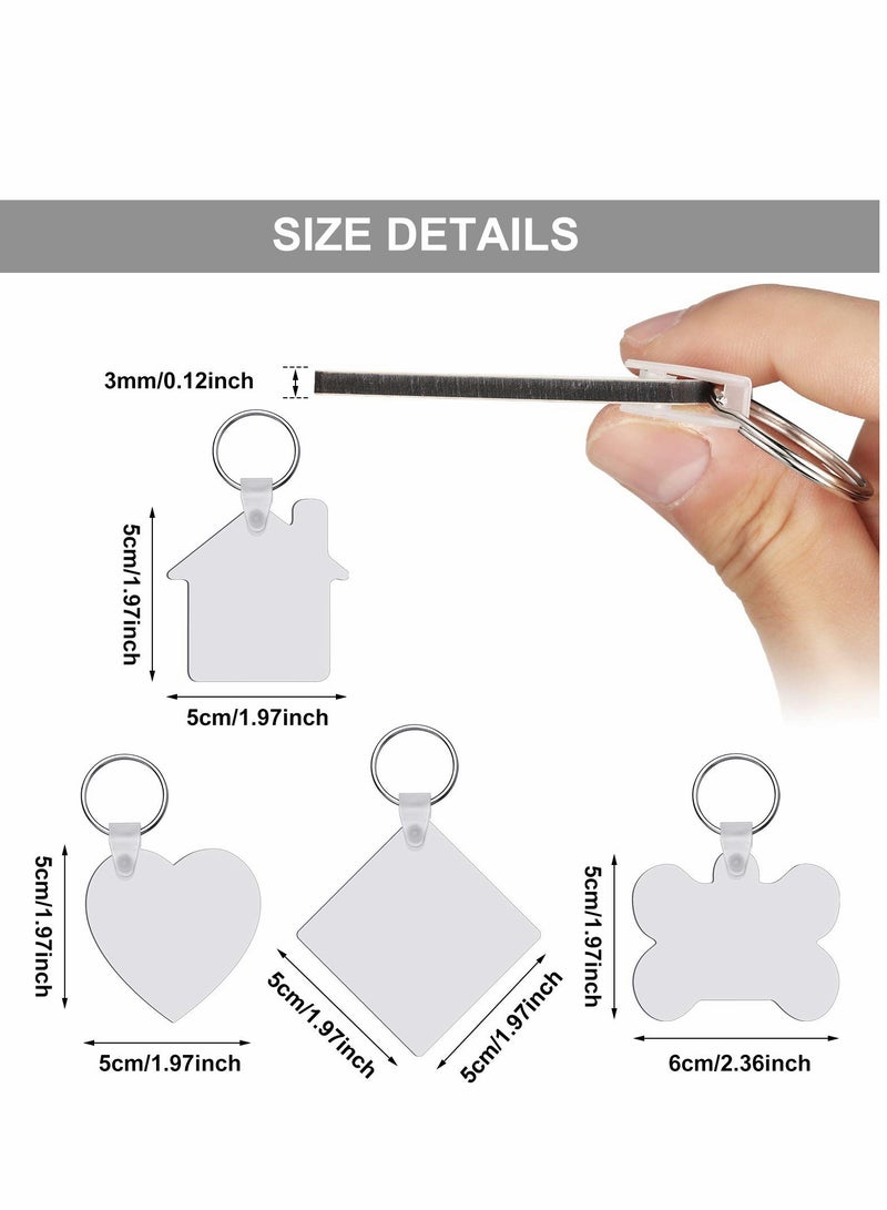 Sublimation Keychain Blanks Bulk, 36 Pcs DIY MDF Blank with Key Ring, 4 Shape Keychain, Double-Sided Printed Heat Transfer