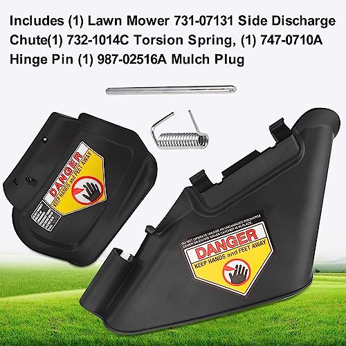 MWEDP 731-07131 987-02516A Side Discharge Chute & Hinged Mulch Plug Compatible with MTD Craftsman 21" Hand Pushed Lawn Mower, Fits TB110, TB130, TB200, TB230. - Image 4