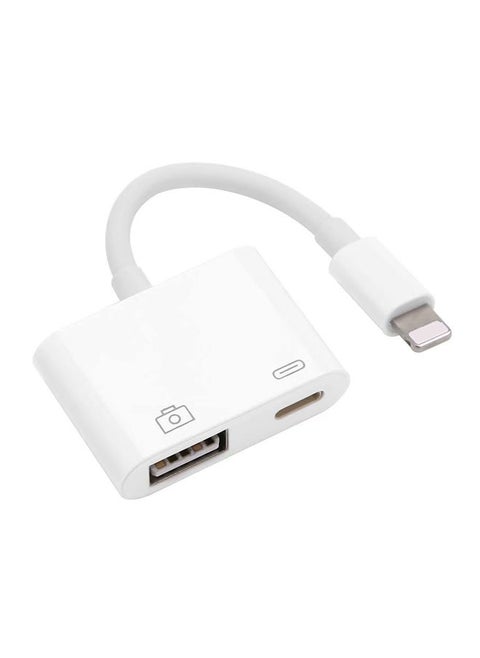 2-In-1 Lightning Audio Converter With OTG Headphone Adapter For Apple iPhone X/7/8 Plus White