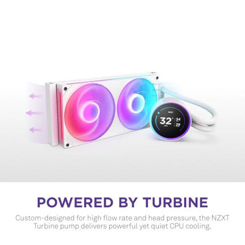NZXT Kraken Elite 280 RGB 2024 - AIO CPU Liquid Cooler - 280mm Radiator - F280 RGB Core Fan - Customizable 2.72" IPS LCD - NZXT Turbine Pump - AMD® AM5, AM4 - Intel® LGA 1851/1700, 1200/115X - White - Image 2