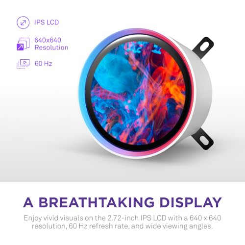 NZXT Kraken Elite 280 RGB 2024 - AIO CPU Liquid Cooler - 280mm Radiator - F280 RGB Core Fan - Customizable 2.72" IPS LCD - NZXT Turbine Pump - AMD® AM5, AM4 - Intel® LGA 1851/1700, 1200/115X - White - Image 3