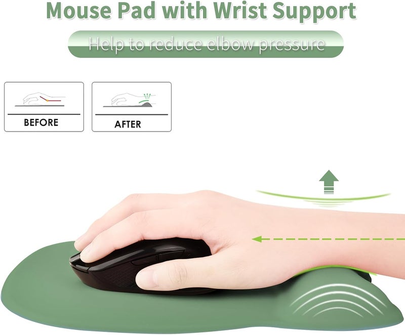 Eoocoo Ergonomic Mouse Pad with Wrist Support, Mousepad with Memory Foam Wrist Rest and Non-Slip Base for Computer, Cafe, Home & Office, 9.64 x 8.26 in Office Desk Accessories - Image 2