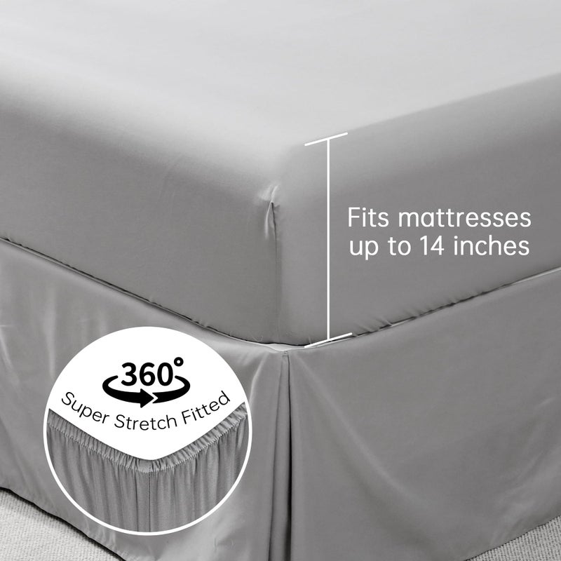 JOLLYVOGUE Grey Queen Comforter Set, 7 Pieces Pintuck Comforters Queen Size, Bed in a Bag Queen Comforter for Bedroom, Bedding Comforter Sets with Comforter, Sheets, Ruffled Shams & Pillowcases - Image 5