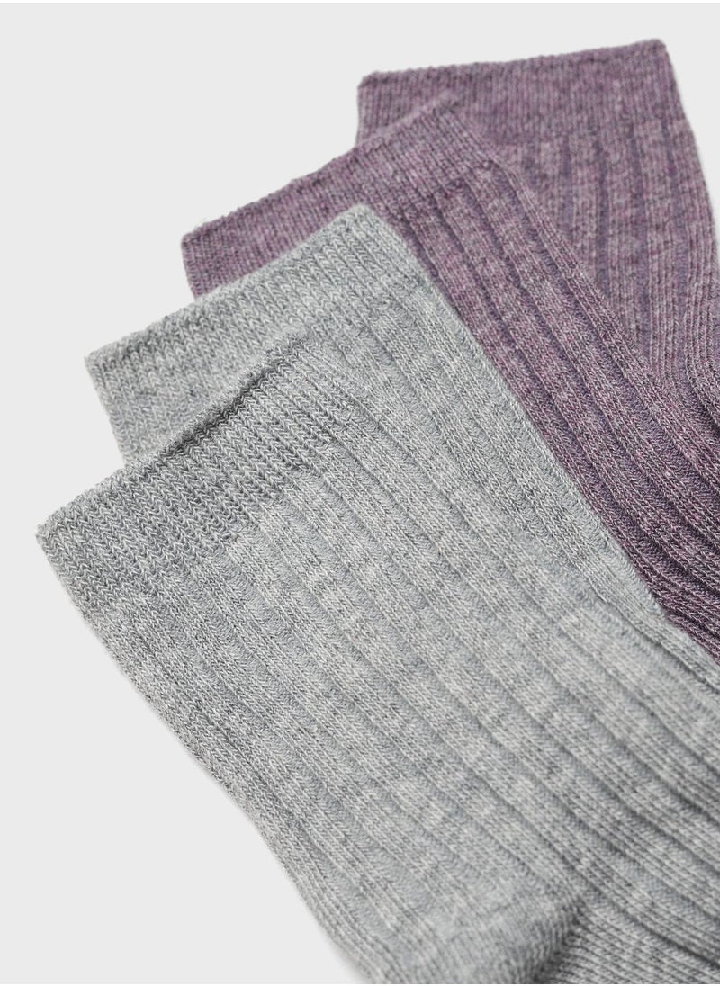 MANGO - Kids 2 Pack Ribbed Socks - Image 1
