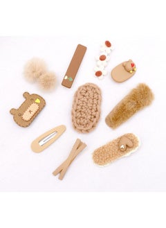 Rugelyss Rugelyss 10 Pcs Milk Coffee Color Plush Hairpin Simple Side Clip Bangs Clip, Handmade Hair Barrettes, Alligator bobby pins, Hair Accessories, Gifts for Women Girls  - Image 1