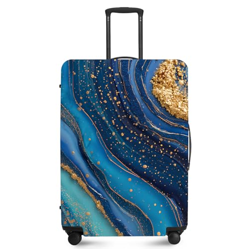 FOREVER QUEEN Luxury Golden blue Marble Luggage Cover Suitcase Protector Suitcase Cover AntiScratchStretchable Bag Cover Washable Durable Polyester - Image 1