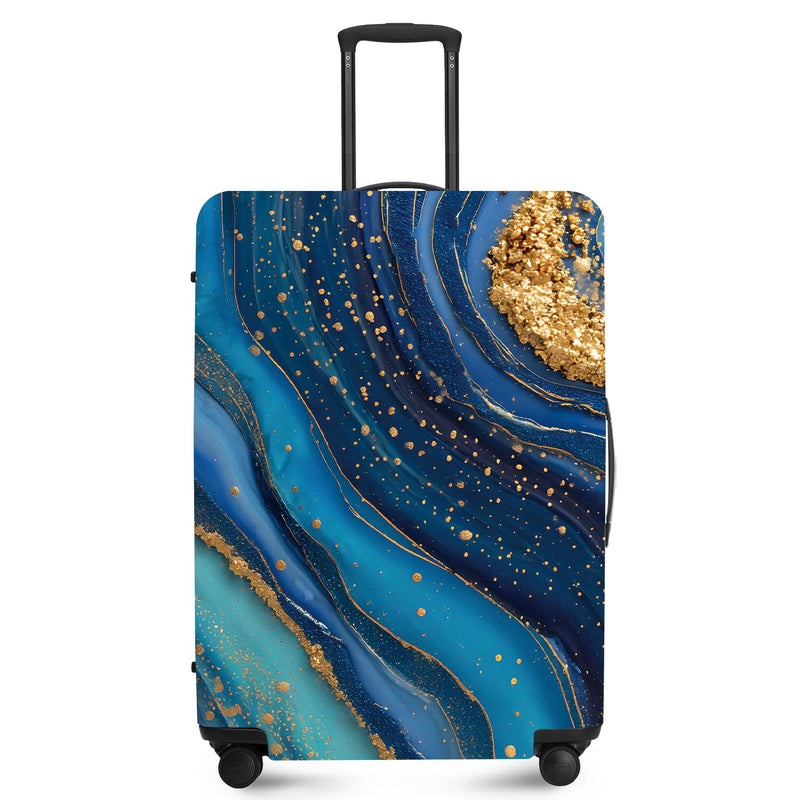 FOREVER QUEEN Luxury Golden blue Marble Luggage Cover Suitcase Protector Suitcase Cover AntiScratchStretchable Bag Cover Washable Durable Polyester - Image 2