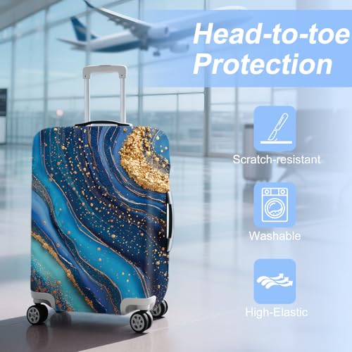FOREVER QUEEN Luxury Golden blue Marble Luggage Cover Suitcase Protector Suitcase Cover AntiScratchStretchable Bag Cover Washable Durable Polyester - Image 3