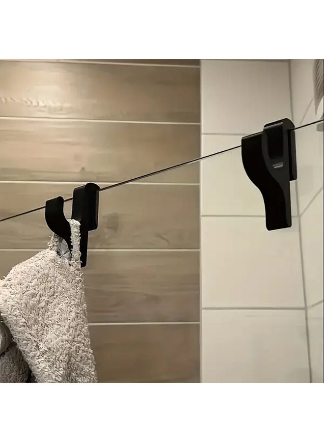 Black Wall Mount Hook No Drill Adhesive Screw Mount For 8mm Glass Doors - Image 2