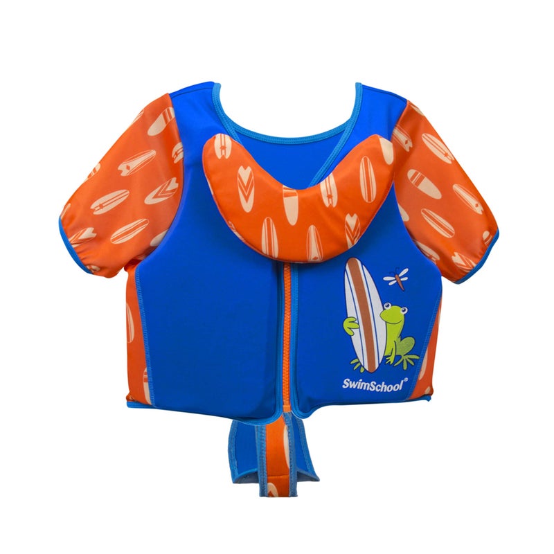 SwimSchool Swim Trainer - Small/Medium - Swim Vest with Shoulder Sleeves, Adjustable Safety Strap, and Removable Chin-Up Collar -Blue/Orange - Image 5