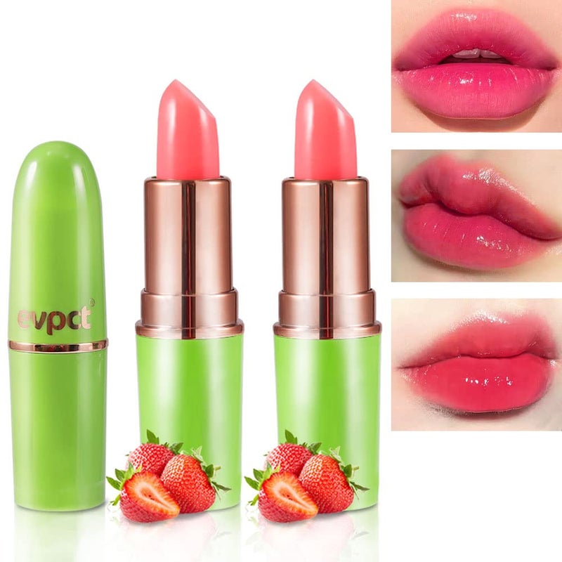 BINGBRUSH BINGBRUSH Aloe vera Color Changing LipstickMoisturizer Long Lasting Lip Care Magic Lip GlossMakeup Lipstick Set 2pcs Strawberry 2 Count Pack of 1