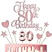 Lecferrarc 80th Birthday Cake Decorations 80th Birthday Candles Cake Numeral Candles and Glitter Happy 80th Birthday Cake Toppers Set for Birthday Party Supplies Rose Gold - Image 3