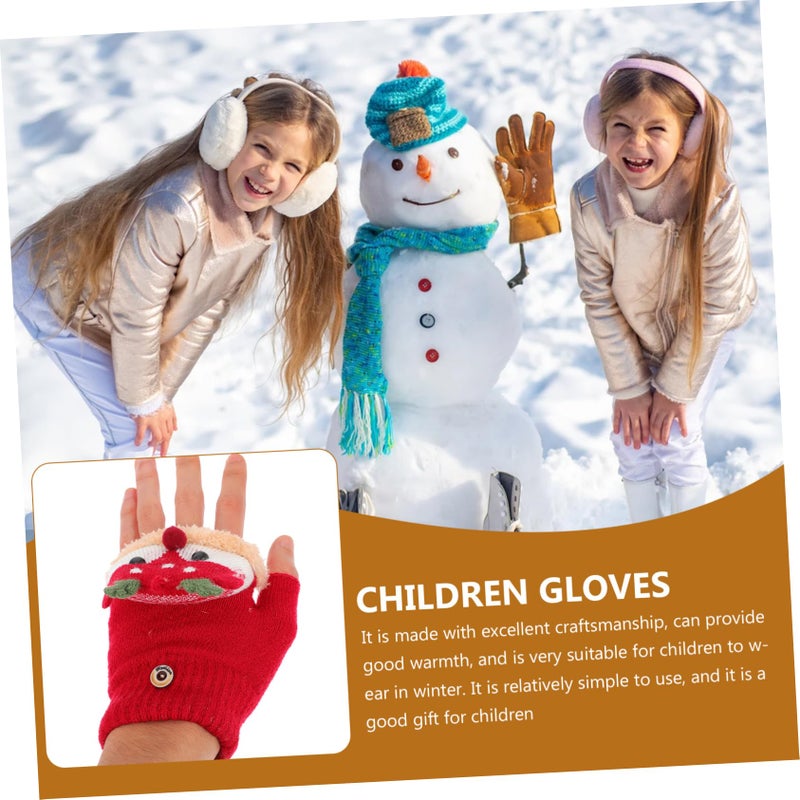 Winter Plush Mittens For Kids Warm Thickened Fleece Gloves Boys Girls - Image 3