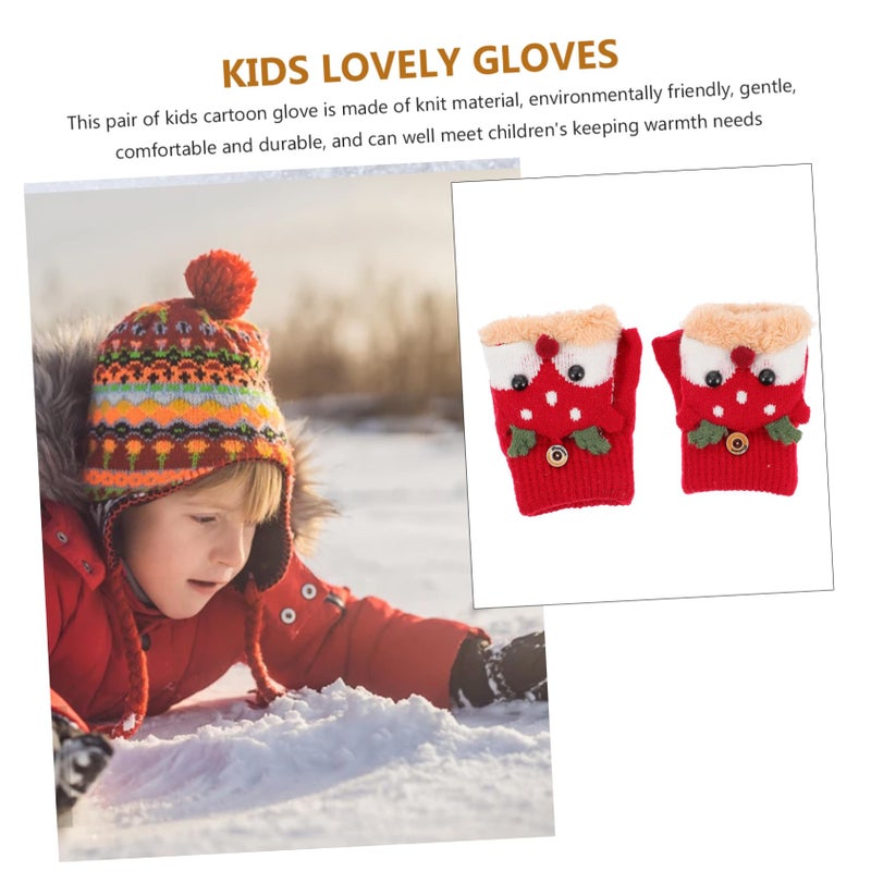 Winter Plush Mittens For Kids Warm Thickened Fleece Gloves Boys Girls - Image 4